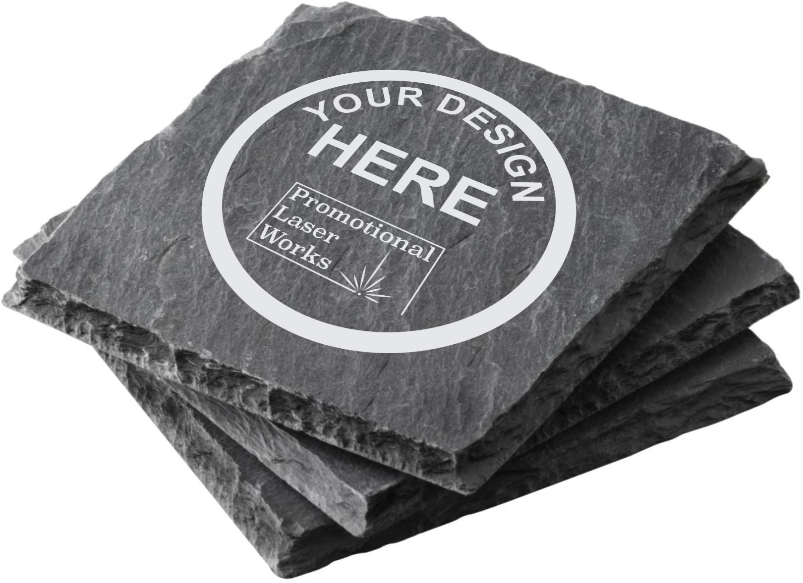 Custom Engraved Slate Coaster Set (4 pieces) Promotional Laser Works